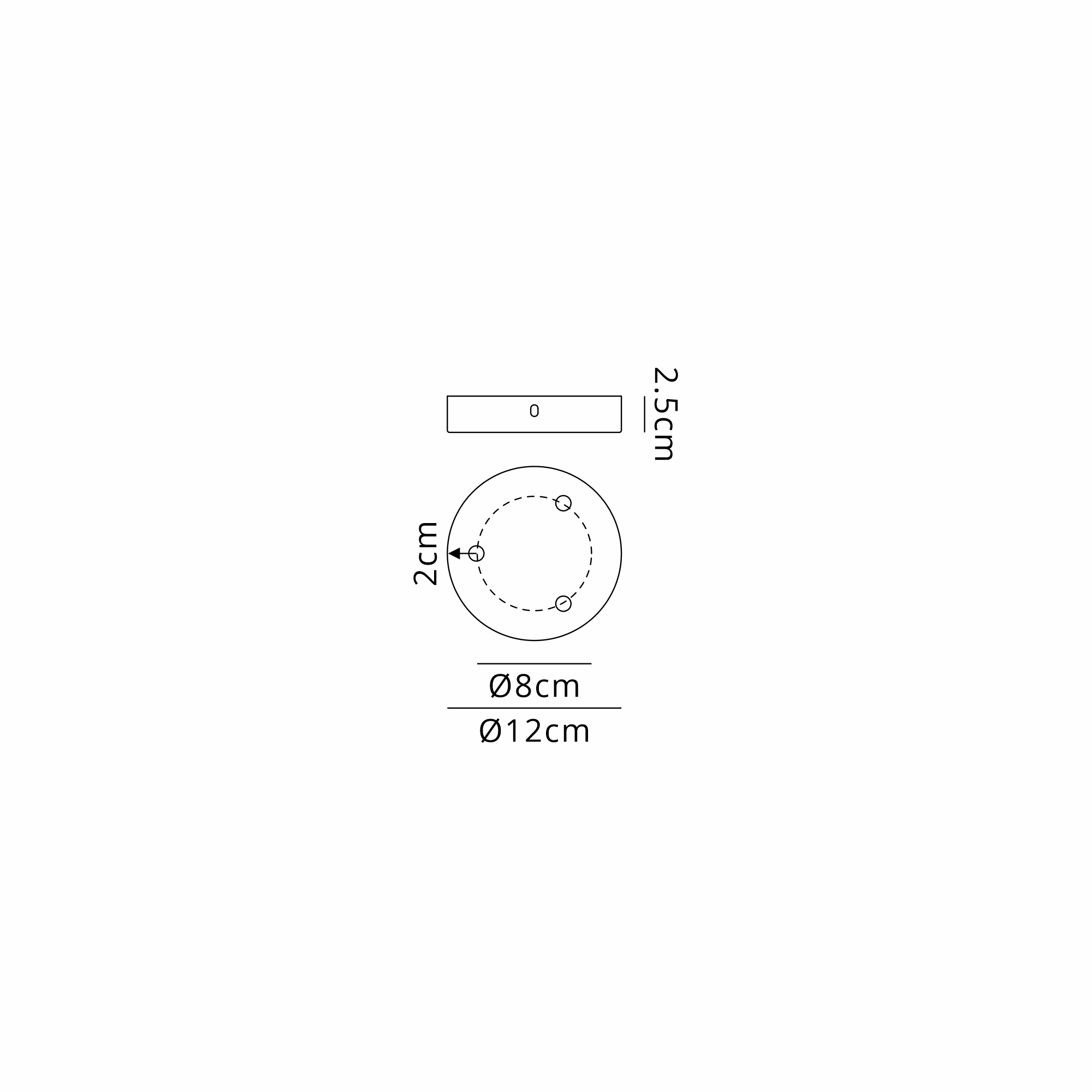 D0827BR  Hayes 3 Hole 12cm Round Ceiling Plate Brass
